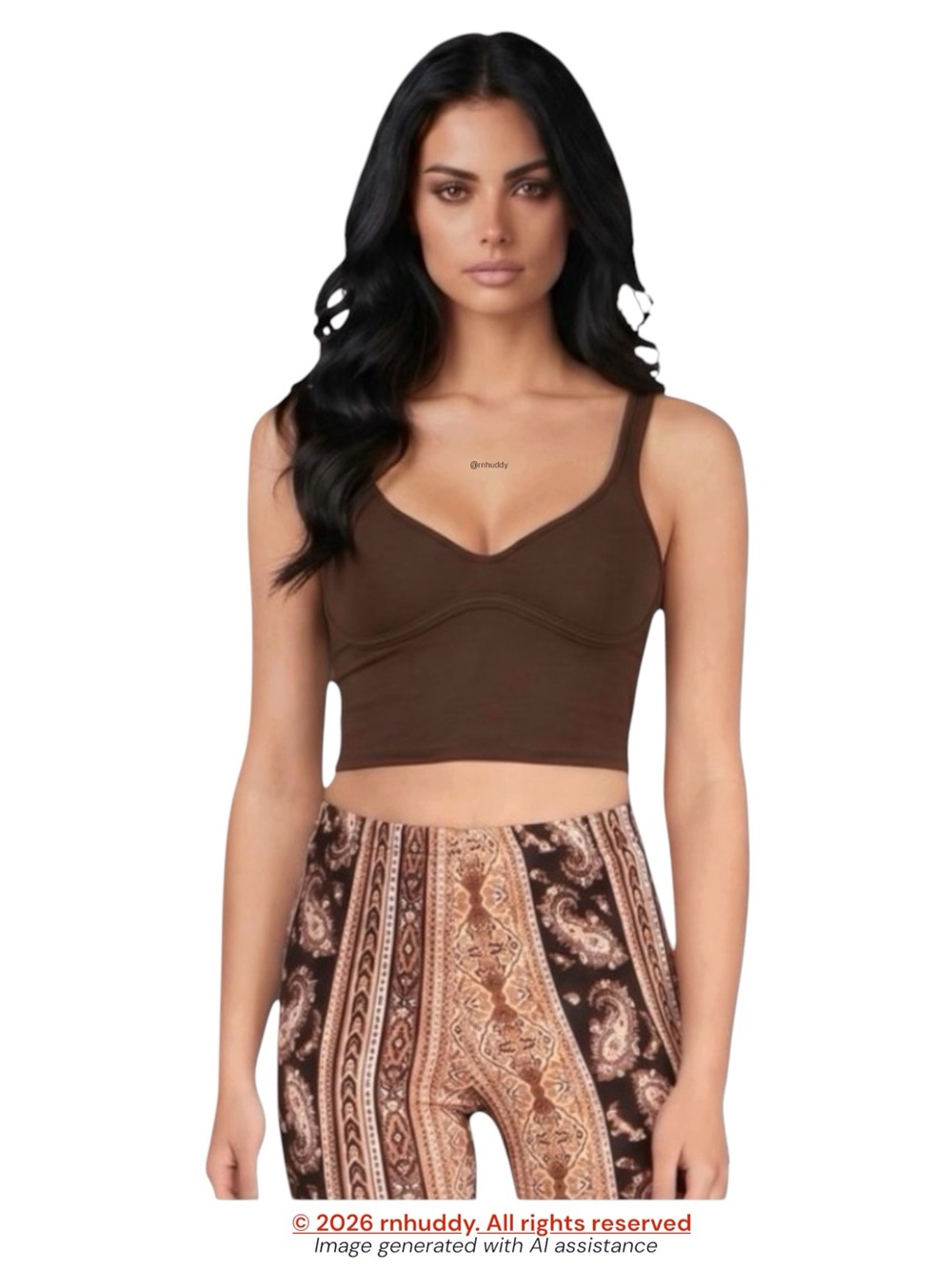 Commense S brown built in cups tank top